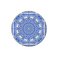 Blue Mandala Art Pattern Magnet 3  (round) by paulaoliveiradesign