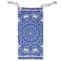 Blue Mandala Art Pattern Jewelry Bag by paulaoliveiradesign