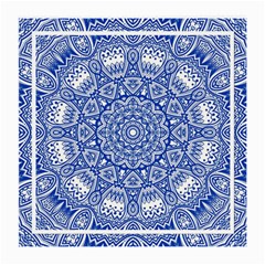 Blue Mandala Art Pattern Medium Glasses Cloth (2-side) by paulaoliveiradesign