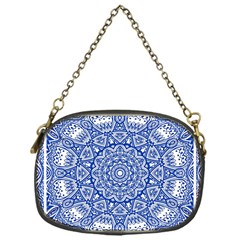 Blue Mandala Art Pattern Chain Purses (one Side)  by paulaoliveiradesign