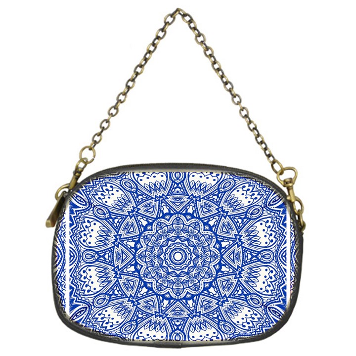 Blue Mandala Art Pattern Chain Purses (One Side) 