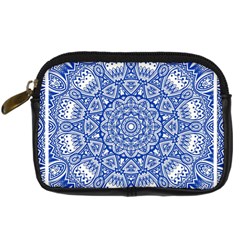 Blue Mandala Art Pattern Digital Camera Cases by paulaoliveiradesign