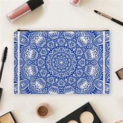 Blue Mandala Art Pattern Cosmetic Bag (large)  by paulaoliveiradesign