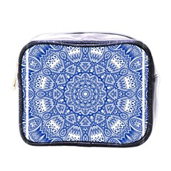 Blue Mandala Art Pattern Mini Toiletries Bags by paulaoliveiradesign