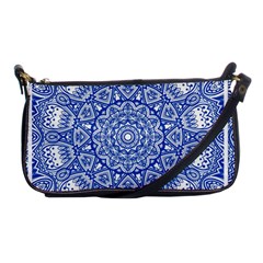 Blue Mandala Art Pattern Shoulder Clutch Bags by paulaoliveiradesign