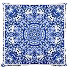 Blue Mandala Art Pattern Large Cushion Case (two Sides) by paulaoliveiradesign