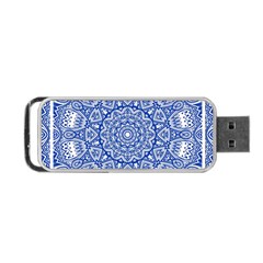 Blue Mandala Art Pattern Portable Usb Flash (two Sides) by paulaoliveiradesign