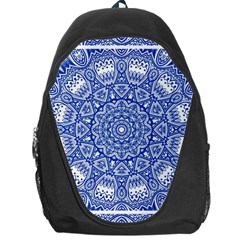 Blue Mandala Art Pattern Backpack Bag by paulaoliveiradesign