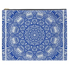 Blue Mandala Art Pattern Cosmetic Bag (xxxl)  by paulaoliveiradesign