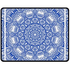 Blue Mandala Art Pattern Double Sided Fleece Blanket (medium) 