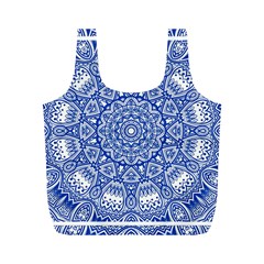 Blue Mandala Art Pattern Full Print Recycle Bags (m)  by paulaoliveiradesign