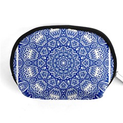 Blue Mandala Art Pattern Accessory Pouches (medium)  by paulaoliveiradesign