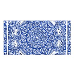 Blue Mandala Art Pattern Satin Shawl by paulaoliveiradesign