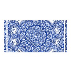 Blue Mandala Art Pattern Satin Wrap by paulaoliveiradesign