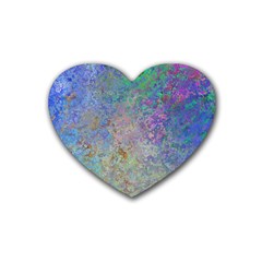 Colorful Pattern Blue And Purple Colormix Rubber Coaster (heart)  by paulaoliveiradesign