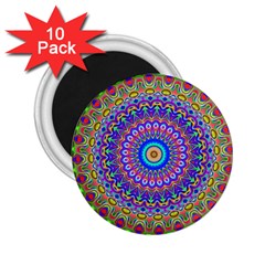 Colorful Purple Green Mandala Pattern 2 25  Magnets (10 Pack) 