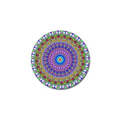 Colorful Purple Green Mandala Pattern Golf Ball Marker by paulaoliveiradesign