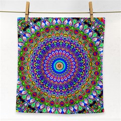 Colorful Purple Green Mandala Pattern Face Towel by paulaoliveiradesign