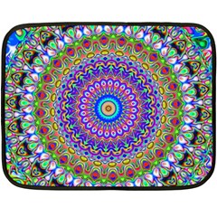 Colorful Purple Green Mandala Pattern Fleece Blanket (mini) by paulaoliveiradesign