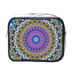 Colorful Purple Green Mandala Pattern Mini Toiletries Bags by paulaoliveiradesign