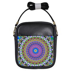 Colorful Purple Green Mandala Pattern Girls Sling Bags