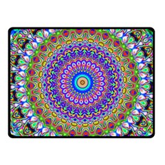 Colorful Purple Green Mandala Pattern Fleece Blanket (small) by paulaoliveiradesign