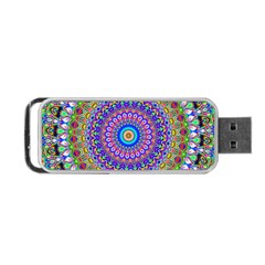 Colorful Purple Green Mandala Pattern Portable Usb Flash (one Side)