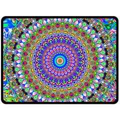 Colorful Purple Green Mandala Pattern Double Sided Fleece Blanket (large)  by paulaoliveiradesign