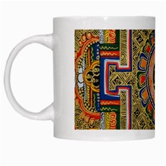 Asian Art Mandala Colorful Tibet Pattern White Mugs by paulaoliveiradesign