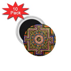 Asian Art Mandala Colorful Tibet Pattern 1 75  Magnets (10 Pack)  by paulaoliveiradesign