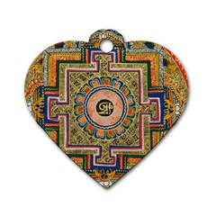 Asian Art Mandala Colorful Tibet Pattern Dog Tag Heart (two Sides) by paulaoliveiradesign