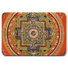 Asian Art Mandala Colorful Tibet Pattern Large Doormat  by paulaoliveiradesign