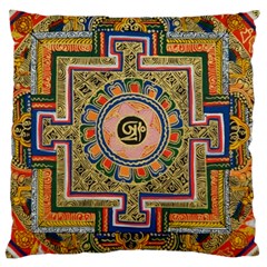 Asian Art Mandala Colorful Tibet Pattern Large Cushion Case (one Side) by paulaoliveiradesign