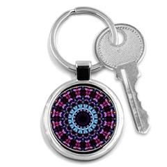 Kaleidoscope Mandala Purple Pattern Art Key Chains (round)  by paulaoliveiradesign