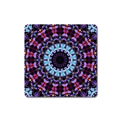 Kaleidoscope Mandala Purple Pattern Art Square Magnet by paulaoliveiradesign