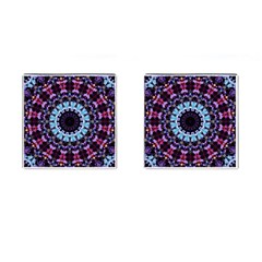 Kaleidoscope Mandala Purple Pattern Art Cufflinks (square) by paulaoliveiradesign