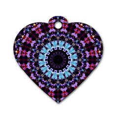 Kaleidoscope Mandala Purple Pattern Art Dog Tag Heart (one Side) by paulaoliveiradesign