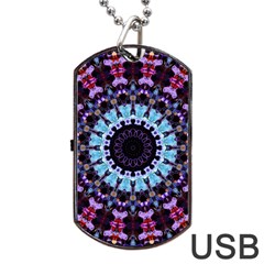 Kaleidoscope Mandala Purple Pattern Art Dog Tag Usb Flash (two Sides) by paulaoliveiradesign