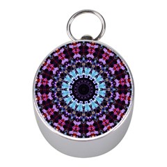 Kaleidoscope Mandala Purple Pattern Art Mini Silver Compasses by paulaoliveiradesign