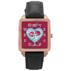 Love Concept Design Rose Gold Leather Watch  by dflcprints