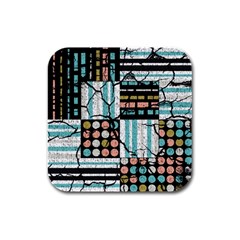 Distressed Pattern Rubber Square Coaster (4 Pack)  by linceazul