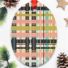 Plaid Pattern Oval Ornament (two Sides) by linceazul