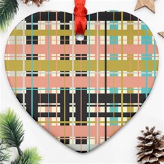 Plaid Pattern Heart Ornament (two Sides) by linceazul