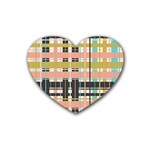 Plaid Pattern Rubber Coaster (Heart)  Front