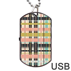 Plaid Pattern Dog Tag Usb Flash (two Sides) by linceazul