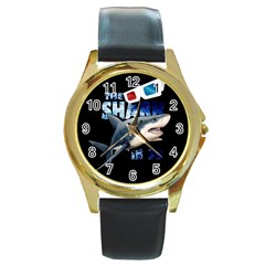 The Shark Movie Round Gold Metal Watch