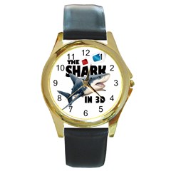 The Shark Movie Round Gold Metal Watch