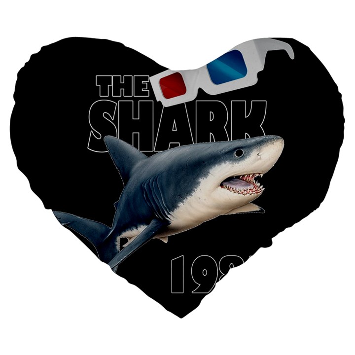 The Shark Movie Large 19  Premium Flano Heart Shape Cushions