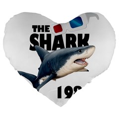 The Shark Movie Large 19  Premium Flano Heart Shape Cushions by Valentinaart