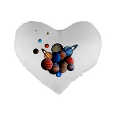 Planets  Standard 16  Premium Flano Heart Shape Cushions by Valentinaart